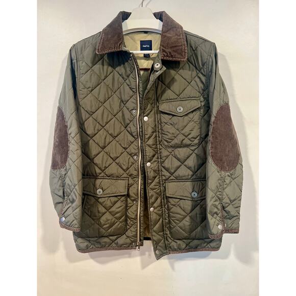 Boys Gap Preppy Quilted Field Jacket Green Corduroy Details XXL 14/16 - Picture 2 of 8
